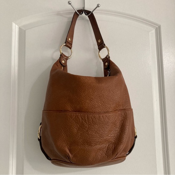 MICHAEL KHORS FULTON LARGE HOBO BROWN/TERRACOTA LEATHER SHOULDER BAG - Picture 10 of 16